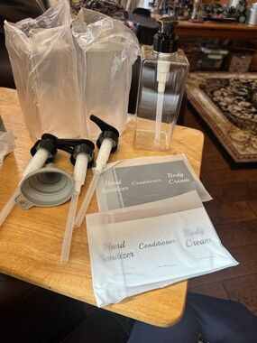 Clear Refillable Pump Bottle Set with Black Pump - Home Accents